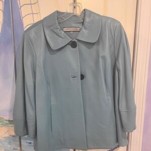 Anne Klein Turquoise Leather Jacket